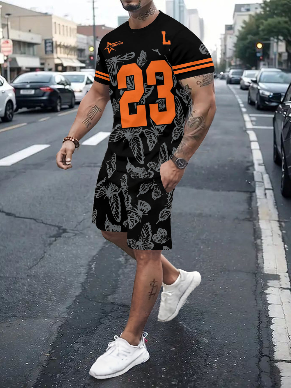 Men's casual sports set - short sleeve & shorts - summer hot seller - cross-border fashion - two-piece leisure outfit