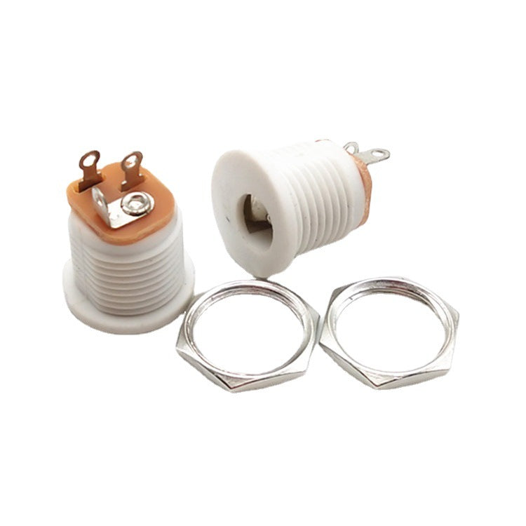 Direct supply white DC022 panel seat, power socket round 5.5 * 2.1MM tripod with nut power socket