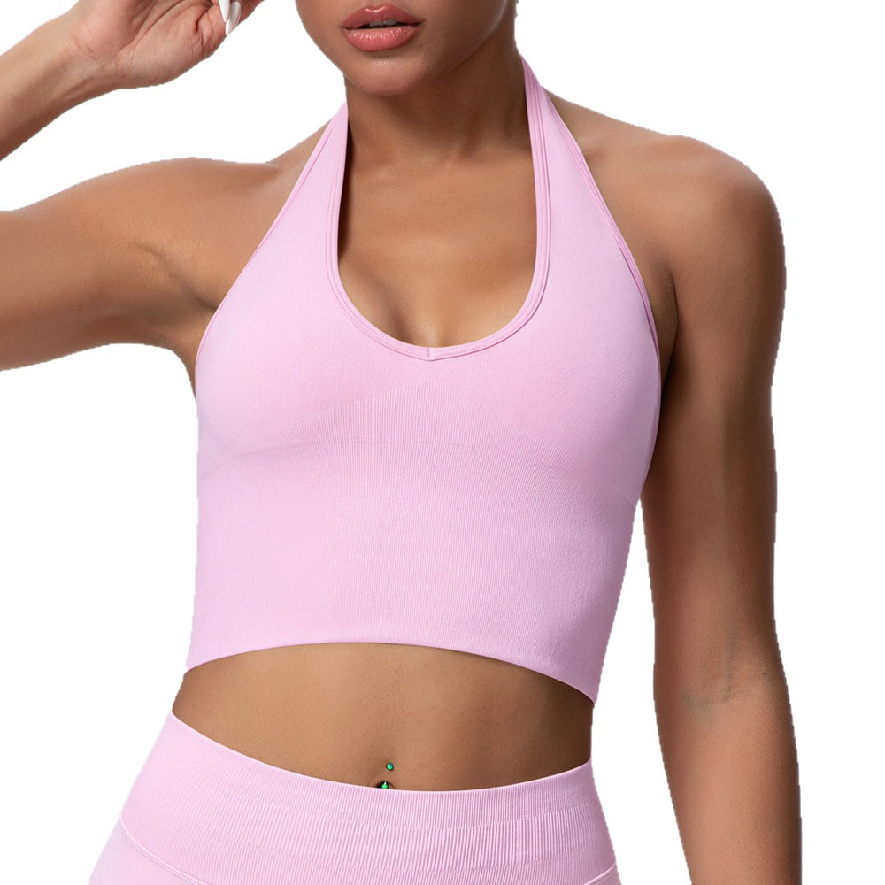 fashion breathable halter back yoga bra fashion seamless sports intimates women's summer bubble wrap fitness tops