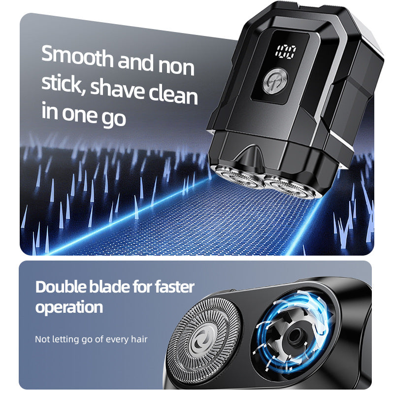 2026 new dual-head magnetic rechargeable electric shaver for men - portable mini rotary razor for home and car