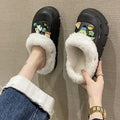 Women's winter cotton slippers - thickened plush, detachable warm home slippers for couples, indoor use, postpartum care, fuzzy slippers