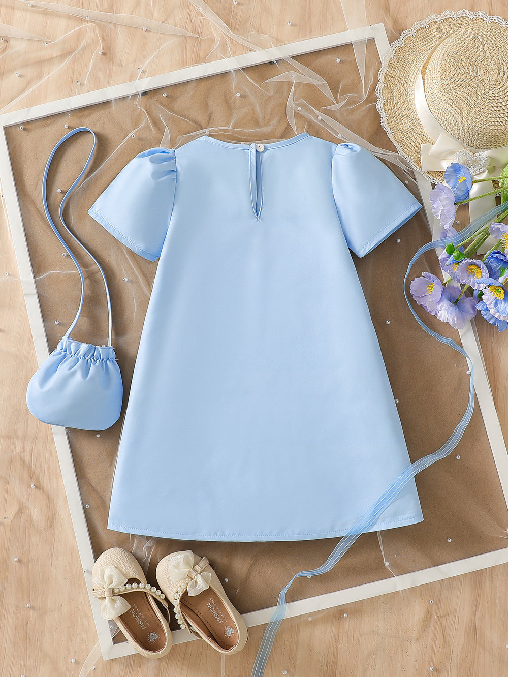 spring/summer new collection: european & american style girls' printed a-line dress with matching bag