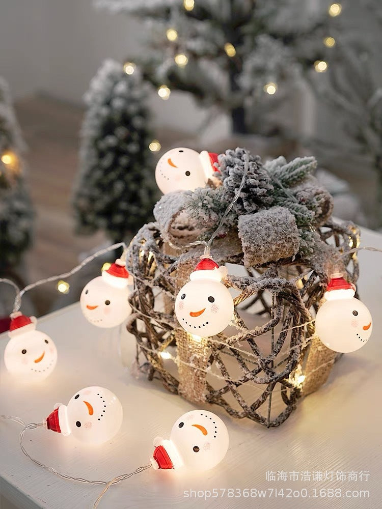 Processing custom Christmas window snowman pendant light string remote control battery box led lights Christmas tree decoration lights