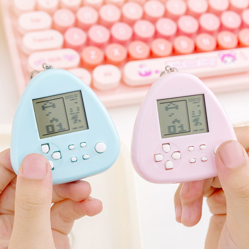 tetris game console - mini triangle handheld arcade game toy keychain charm