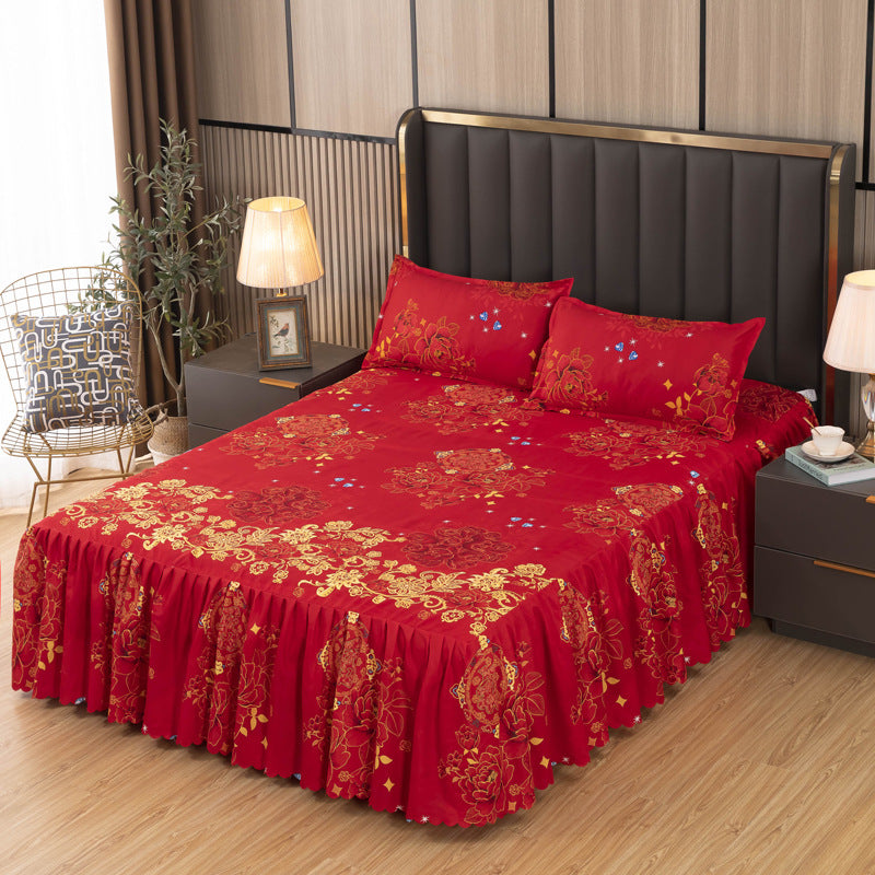 Korean style bed skirt bedspread single piece princess style bed skirt bed cover fitted sheet no pilling no shrinkage casual double 1.8m