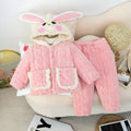Three-layer quilted and thickened kids pajamas winter girls children's fleece-lined girl cartoon baby home clothes suit
