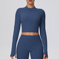 Short zippered outdoor running sports yoga outwearslimming look fitness long sleevesoutwear cloud-like quick-drying yoga clothes for women