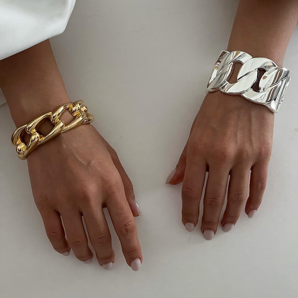 European and american cross-border e-commerce jewelry metal style twist bracelet round irregular electroplated bracelet exaggerated wide version