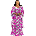 supply african plus sizeloose bat shirt women's colorful water-soluble lacev neck blouse robe dress