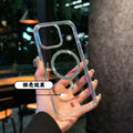 Crystal diamond high-transparency glitter magnetic iphone 17 pro max case, compatible with iphone 14 & 15, color block shockproof frame