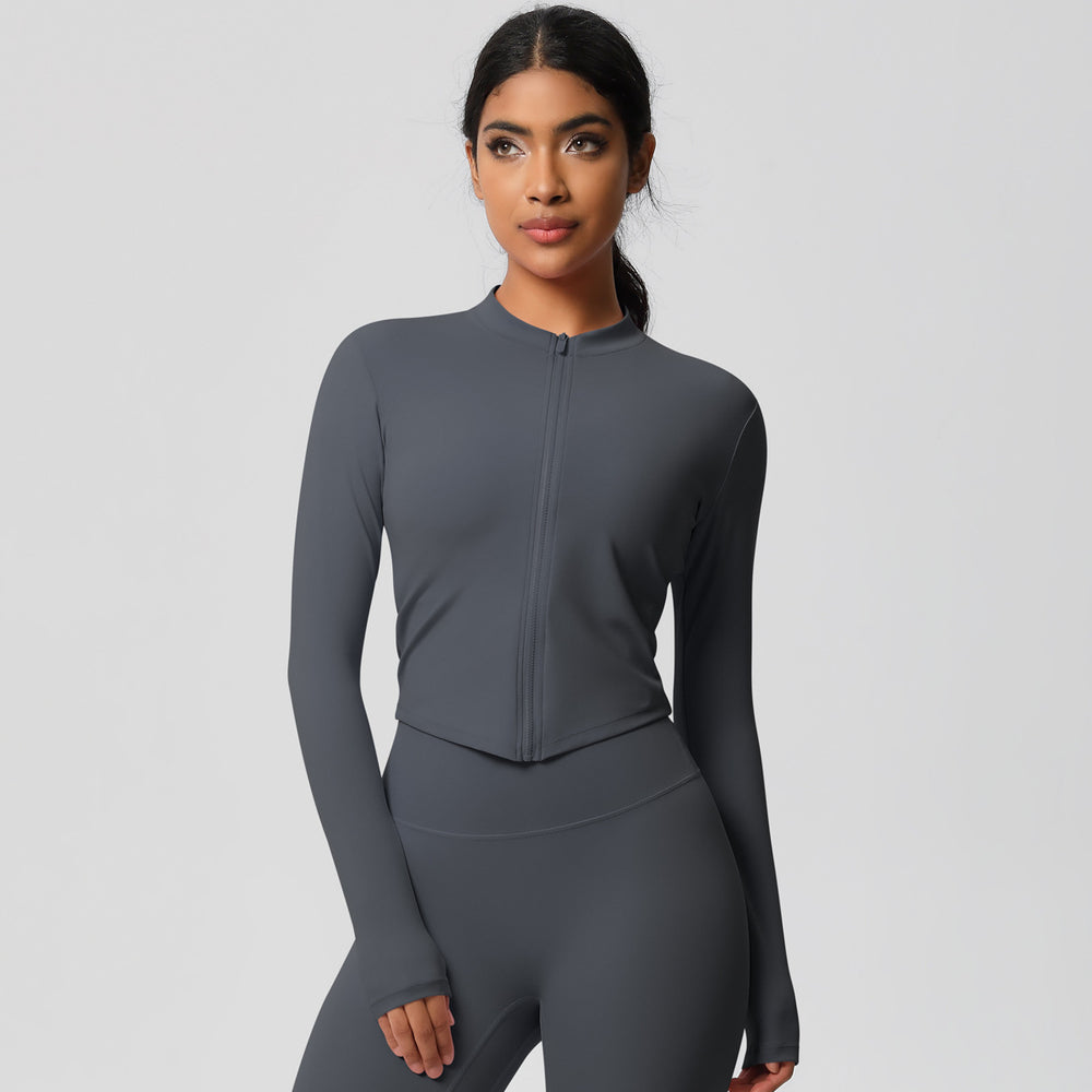 Naked-feel compression zip-up top - quick-dry yoga shirt, perfect for layering, casual wear, running, and fitness. customization available