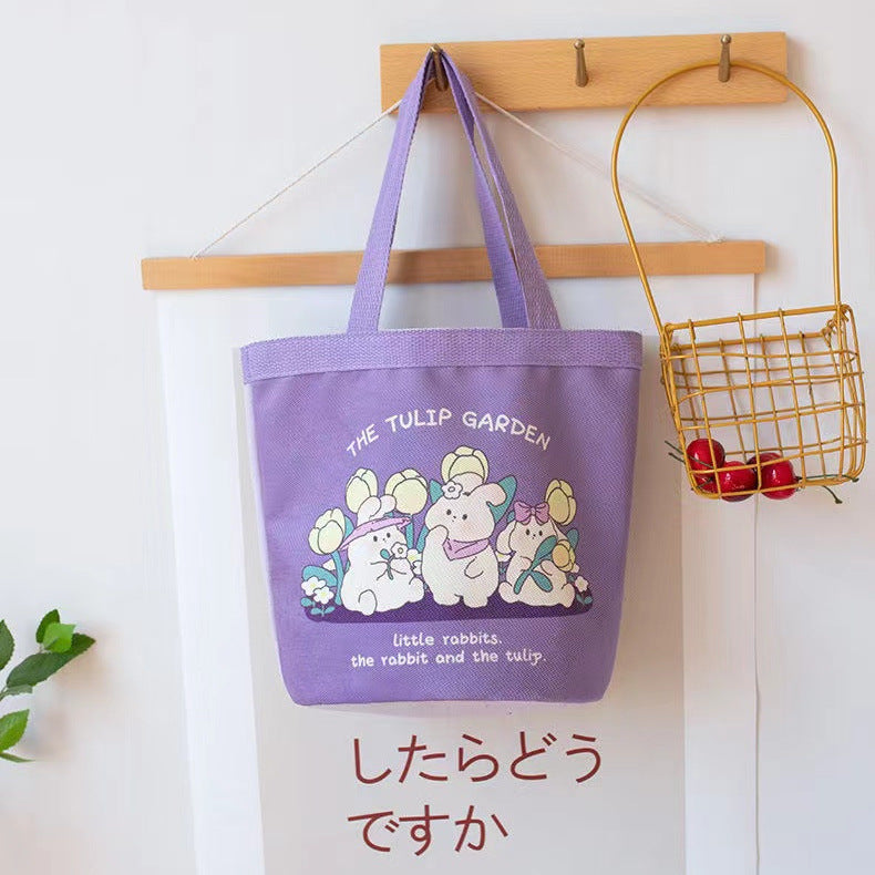 2024 new year of the dragon portable cartoon canvas little green dragon handheld wooden ring bucket bag - perfect for moms on the go (wristlet included)