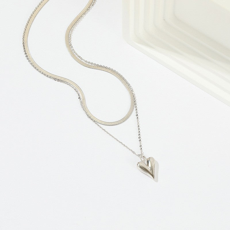 creative retro alloy heart pendant earrings fashionelegant heart-shaped stacking chain necklace gold