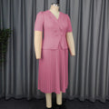 New arrival cross-border work clothingdress lapel short sleeve design double breasted decoration pleated skirt pleateddres