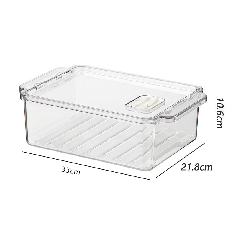 Food grade refrigerator storage box, fruit and vegetable frozen storage box with lid, transparent sealed fresh-keeping box cross-border