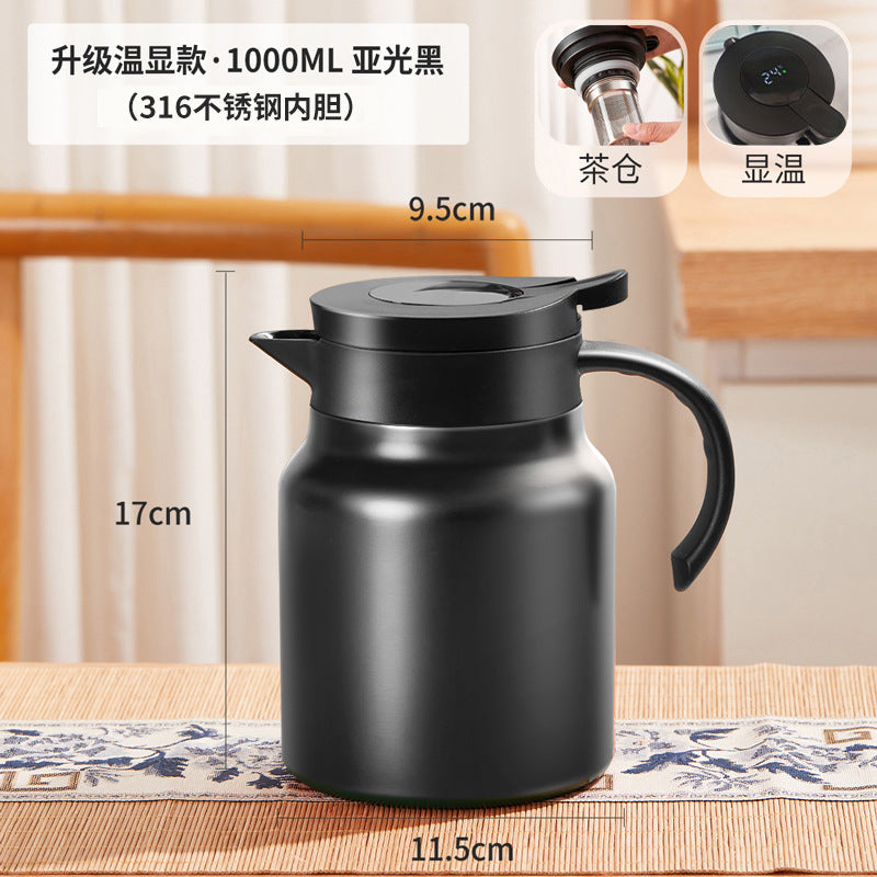 Stewed teapot ceramic liner temperature display heat preservation teapot 316 stainless steel tea water separation large capacity stewed tea kettle