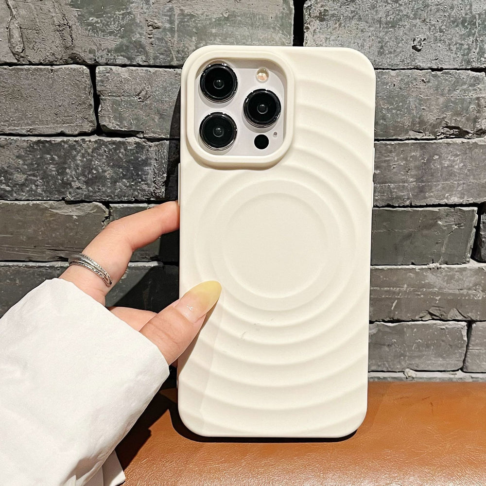 Sun shell suitable for apple 16pro magnetic ring pattern mobile phone case iphone12/15 pure color tpu protective cover