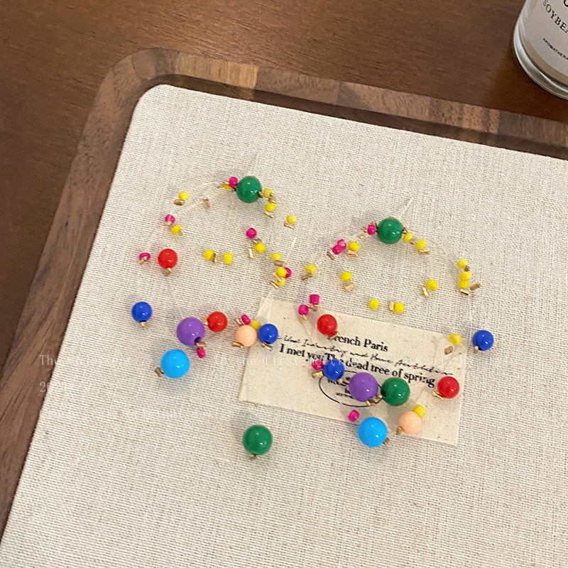 Dopamine candy color beaded tassel fashion vacation earrings - unique, chic, versatile earrings wholesale