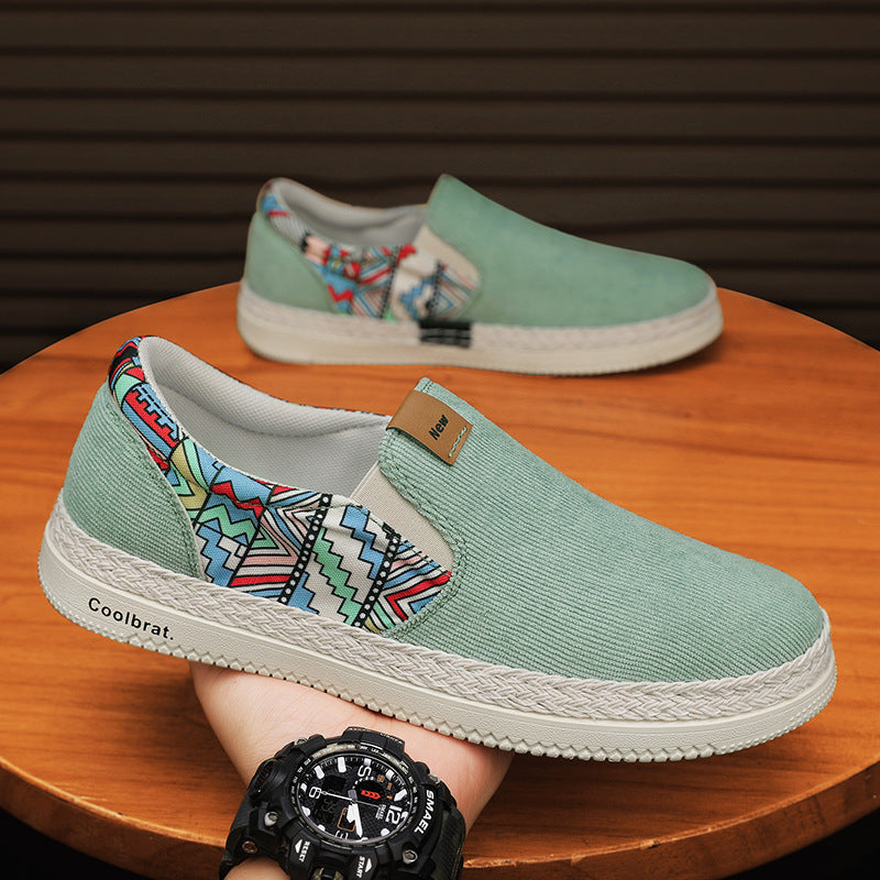 Summer canvas shoes men's casual board shoes ethnic style men's slip-on lazy old beijing cloth shoes trendy men's shoes