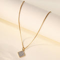 Wholesale fashion jewelry: european & american style necklace for autumn/winter - alloy pendant necklace with cubic zirconia, simple square tag design