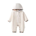 Spring & fall baby grids pattern khaki baby onesie clothes hooded jacket outing jacket outwear k-style crawling suit