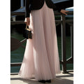 Women's spring/autumn new french elegant pleated mesh maxi skirt - perfect for dates, work, or outings