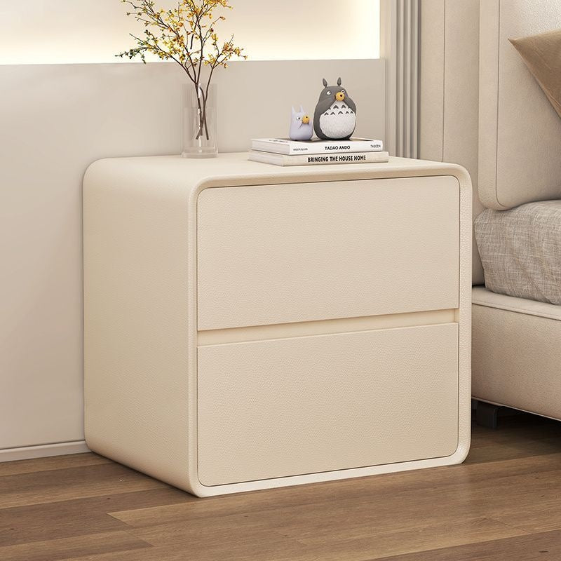 Bedside tableaccessible luxurycream style normcore storage cabinet for home bedroom modern casual small solid wood leather bedside cabinet