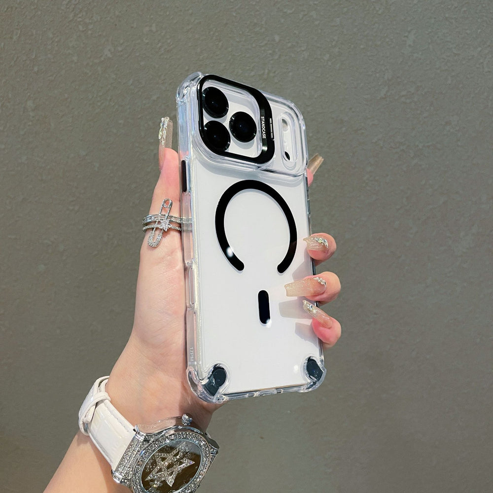 New lens holder compatible with apple 17 magnetic phone case, c-port transparent drop-proof iphone 16 pro protective case