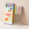 304 stainless steel chopsticks, color-coded individual chopsticks, serving chopsticks, non-slip square chopsticks, tableware set, 5 pairs