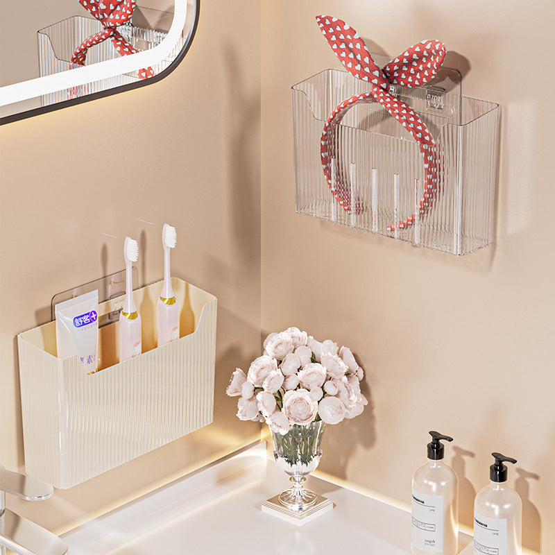 Bathroom storage rack, punch-free toothpaste and toothbrush storage, washbasin wall-mounted comb, razor, compartment storage tube