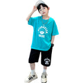 boys' summer korean style new student short-sleeve t-shirt and shorts set - kids' casual top for older boys