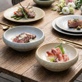 Retro kiln personalized ceramic for home dessert bowl noodle bowl restaurant hotel good-looking cooking bowl stripes ceramic bowl