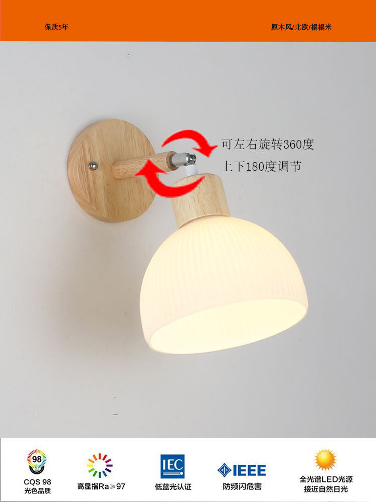 Log wind wall lamp Japanese living room wall lamp wabi wind bedroom bedside lamp B & B universal variety of lighting
