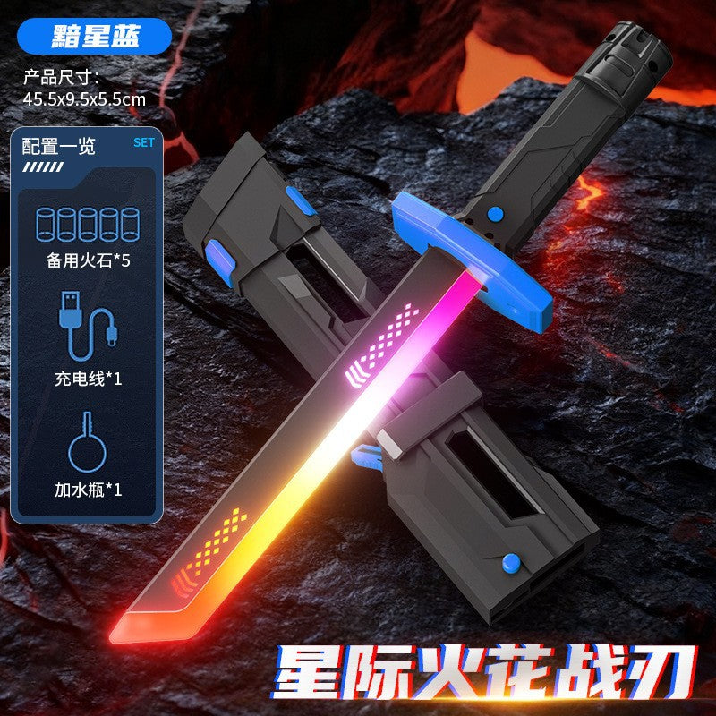 Tiktok viral spark lightsaber with light & spray - interstellar spark battle blade - novelty & unique kids' toy