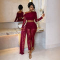 Sexylace oblique shoulder navel-baring tops high waist pleated streamer tights nightclub party sexysuit cross-border