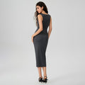 new european and american cross-border sexy knitted ribbed pleated bodycon maxi dress - vacation style