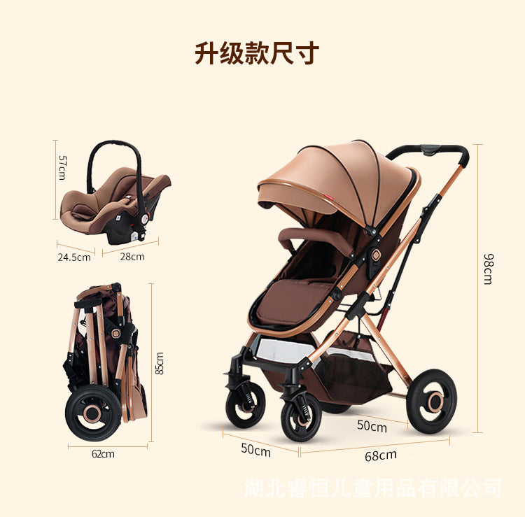 Customized kids stroller, two-way, sit and lie down, baby one-click foldable high-view stroller, foldable