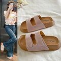 Korean style casual one-strap hook-and-loop birkenstock sandals women's summer outdoor new thick sole soft beach slippers