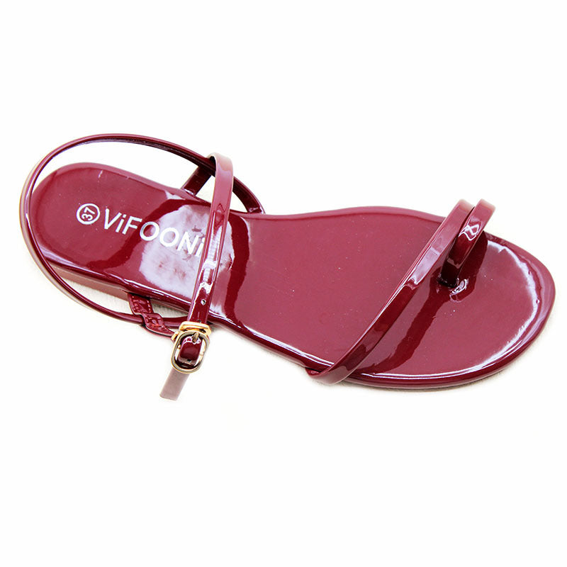 Wholesale shoes sandals  Chaozhou women's shoes fashion glossy toe flat beach sandals