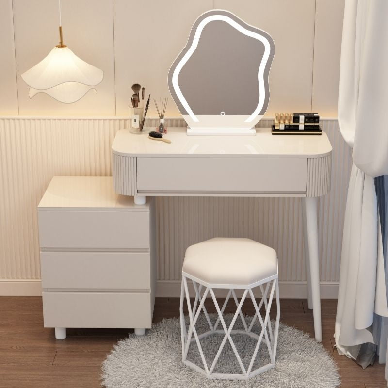Yisilunno cream style dressing table modern casual storage cabinet bedside table all-in-one desk retractable makeup table