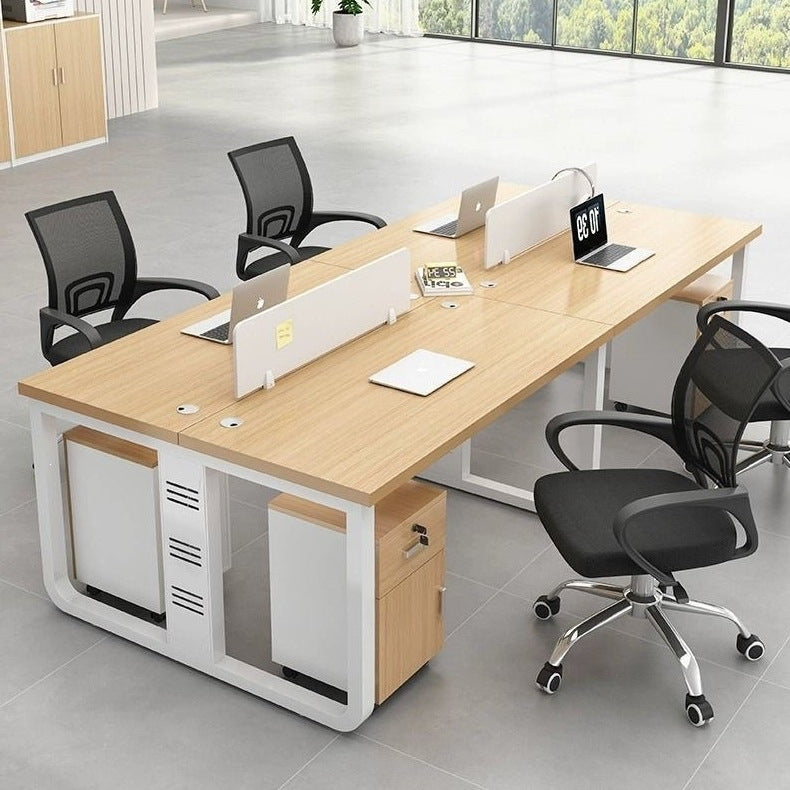 Office desk and chair set - minimalist modern office double/quad workstation - computer desk for employees