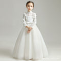 Girls' evening gown princess dress - long sleeve for little girls, perfect for hostesses, flower girls, runway shows, piano performances, flower girl events, and birthday celebrations