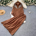 Gentle and lazy style heavy industry embroidered beads sequin lapel shirt skirt two-piece set for women autumslimming lookelegant
