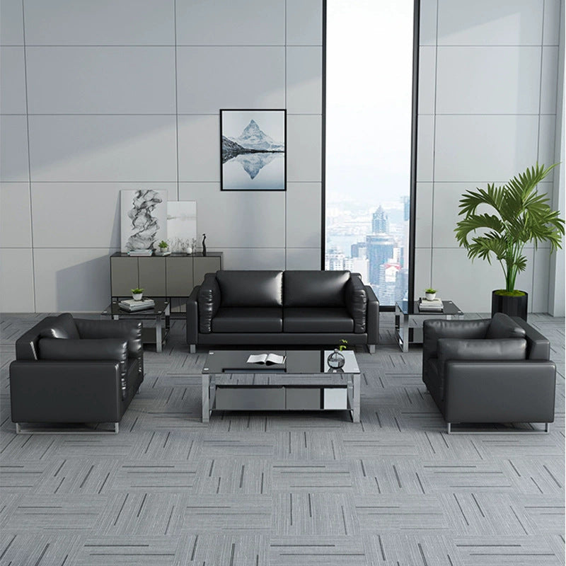 Genuine leather office sofa - ideal for billiard rooms, business casual settings, modern office spaces, company reception areas, and meeting/consultation zones