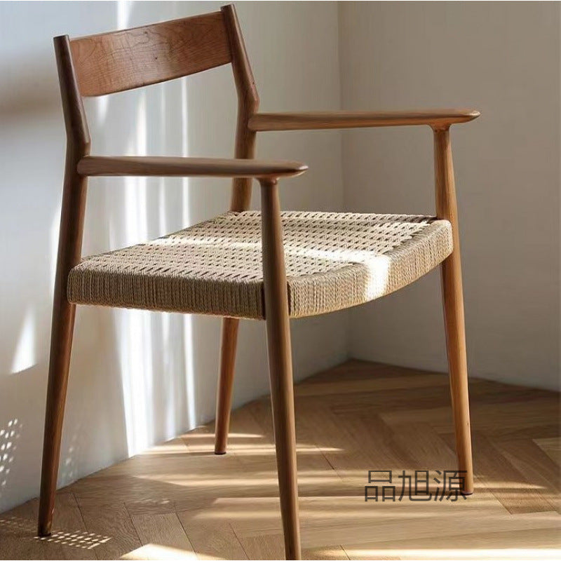 Bed and breakfast high-end hotel rest back chair, medieval solid wood tea chair, cafe restaurant creative rattan chair