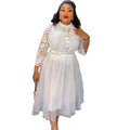 new arrival african plus size women's clothing lace lapel skirt three-piece set   fashiondress