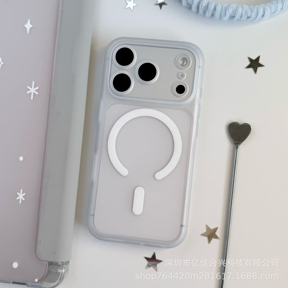 Creative detachable lens compatible iphone 17 pro max soft-touch sand magnetic phone case, iphone 14 drop-proof