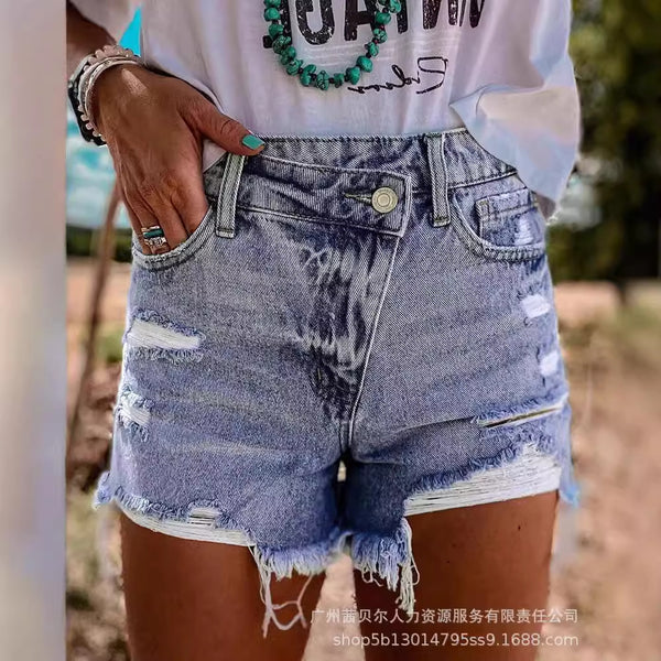 ODL1431 European and American  European and American personality basic leisure vacation denim shorts