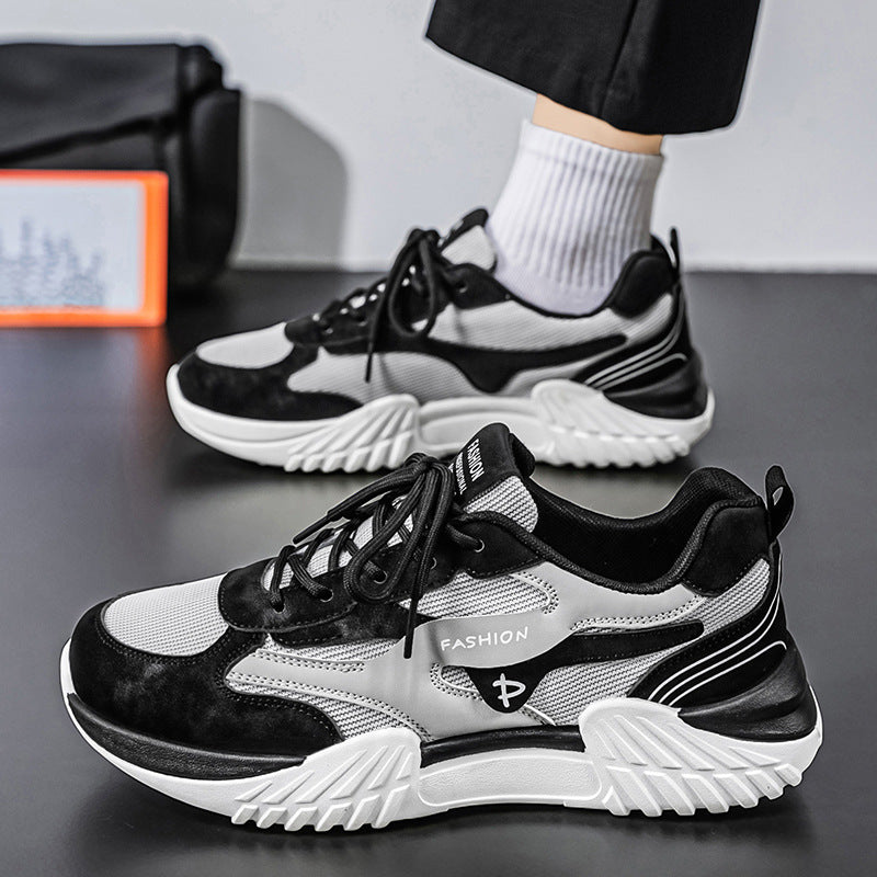 Spring new arrival lightweight versatile mesh breathable athletic casual shoes hot-selling chunky sole height increasing dad shoes for men