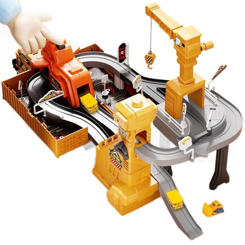 Kids' large transforming container truck toy - boy's track ejection truck with container lifting crane model - ages 3-6